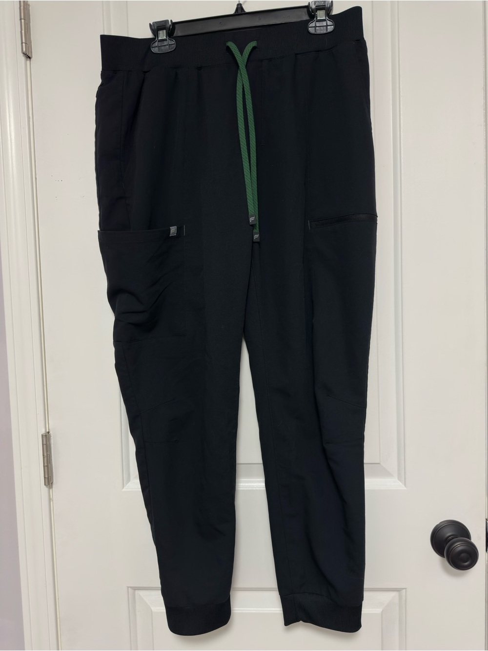 3 pairs of Fabletics Black scrub Joggers with Green Drawcord